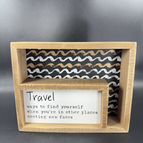 Primitives By Kathy Folk Art Sign Travel Find Yourself Wood Lancaster 2000 VTG - Picture 3 of 10